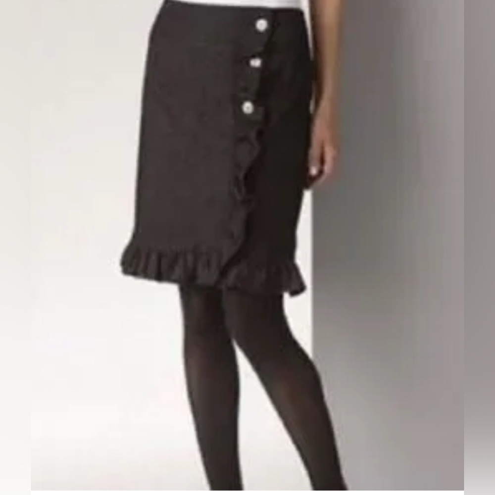 Leifsdottir by Anthropologie Ruffle Dark Wash Denim Skirt   Size 2